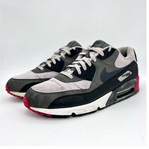 Nike Air Max 90 Essential Grey Black Red White Men Shoes 537384-022 size 13